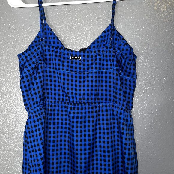 Roxy Blue Black Checkered Slip Dress Women’s XS Adjustable Strap Casual - Picture 7 of 8